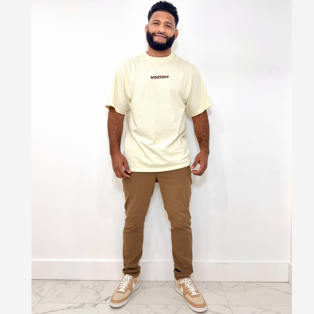 Oversized minimalist WORSHIP tee