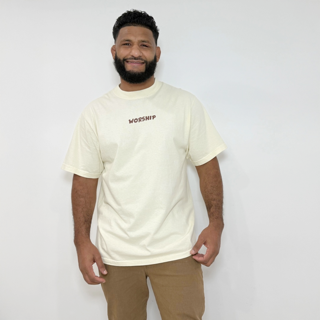 Oversized minimalist WORSHIP tee
