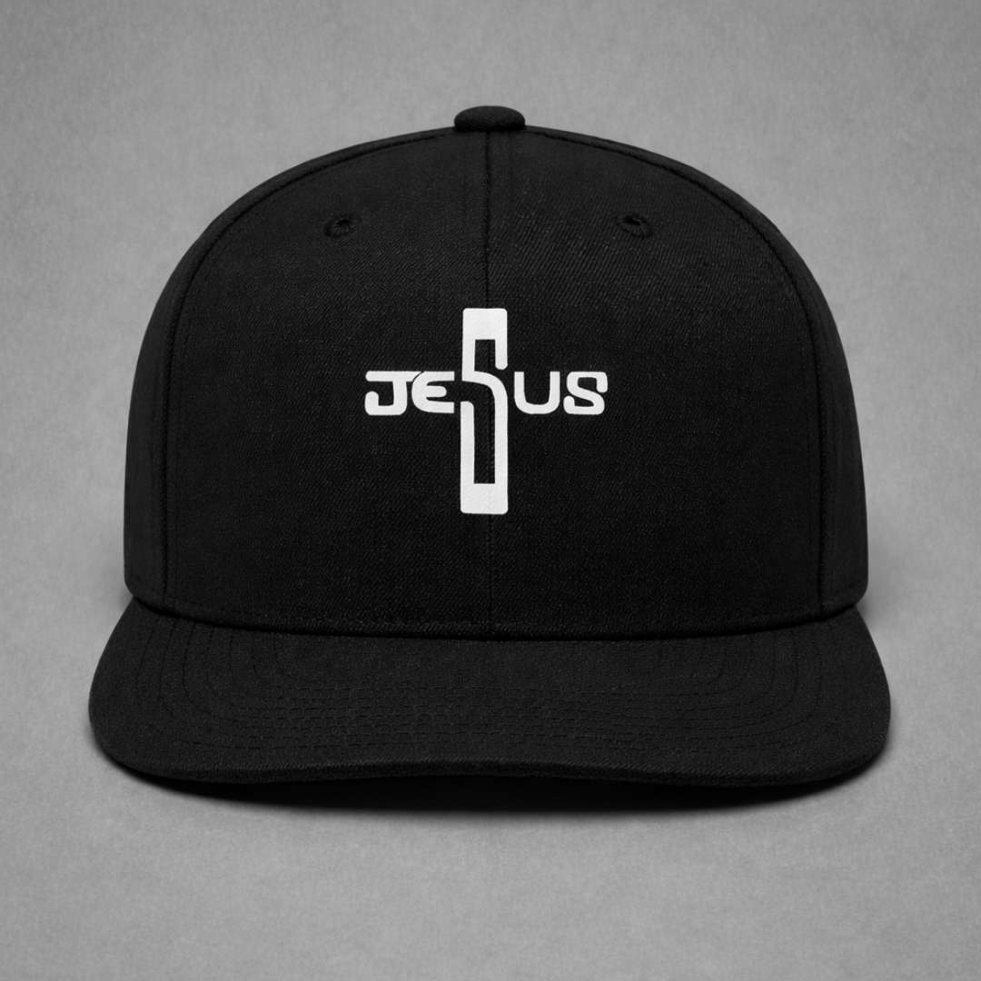 White snapback hat with cross