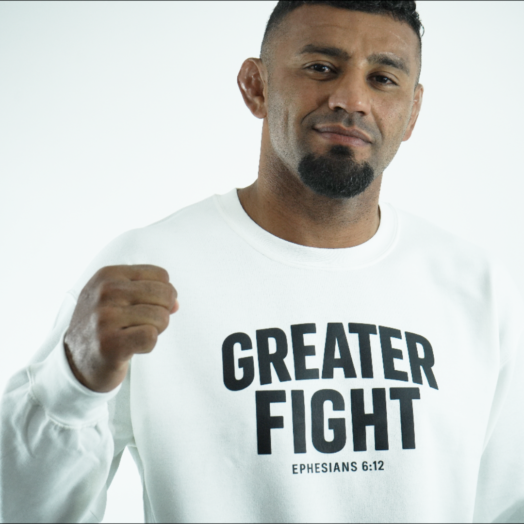 Greater Fight white sweatshirt